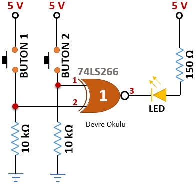 Entegreler-74LS266 örnek devre