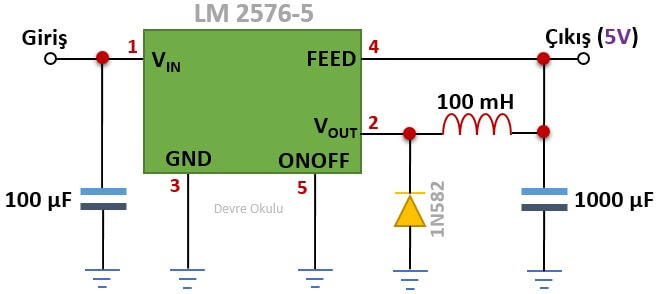 Entegreler-LM2576 Ornek Devresi