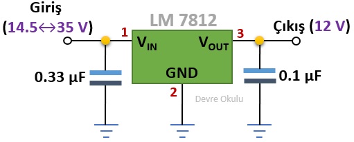 Entegreler-LM7812 Ornek Devre
